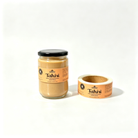 Étiquettes autocollantes en vinyle imprimées sur mesure, écologiques, de qualité alimentaire, imperméables, pour bocaux en verre de tahini et pâte de sésame