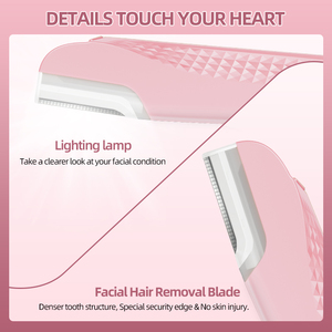 Herramienta de Dermaplaning Sónico para Rostro, Depiladora Recargable con 6 Cuchillas de Repuesto, Eliminador de Vello Facial y Pelusas para Mujeres - Product Image 3