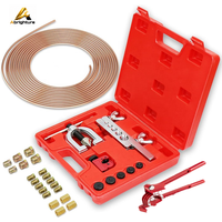 Kit d'outils de sertissage double pour conduites de frein, 30 pièces, avec coupe-tube et plieur, et tube en acier recouvert de cuivre de 25 pieds (3/16 po) pour réparation automobile