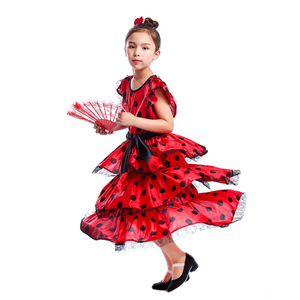 Enfants fille garçon Flamenco Costumes de danse espagnole avec ventilateur TRAD-005 - Product Image 6