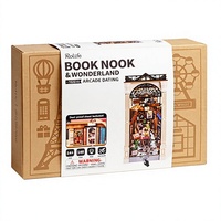 Rumah Miniatur 3D dari Kayu untuk Pemula, Puzzle Book Nook dengan Lampu LED, Penutup Anti Debu, Kit DIY untuk Rak Buku