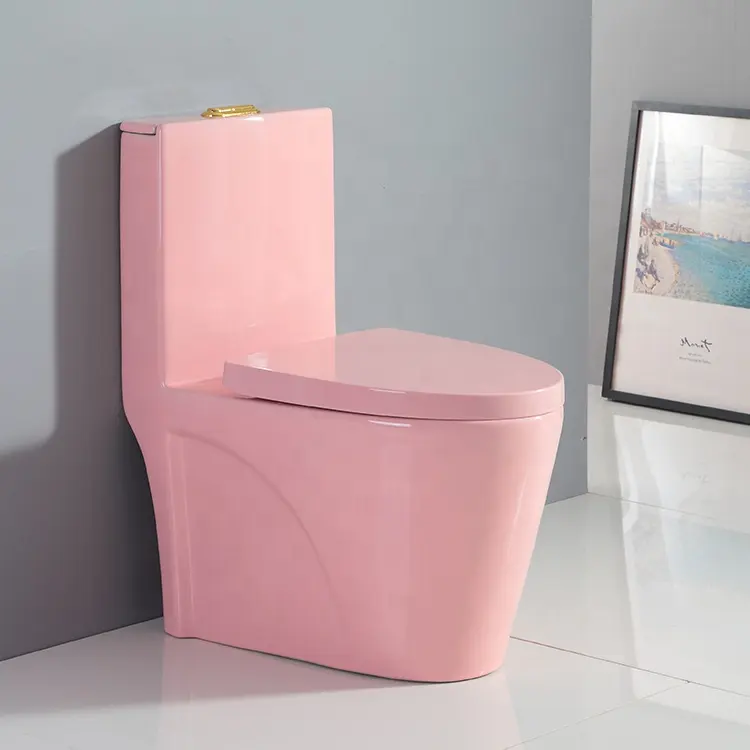 Trung Quốc thiết bị vệ sinh phòng tắm gốm trắng hồng vàng màu nhà vệ sinh ánh sáng màu xám WC nhà vệ sinh