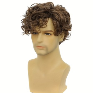 Peluca corta y rizada para hombre de marcas nacionales, fibra Kanekalon, línea de cabello natural, 15 cm, 126 g, para cualquier forma de rostro - Product Image 3