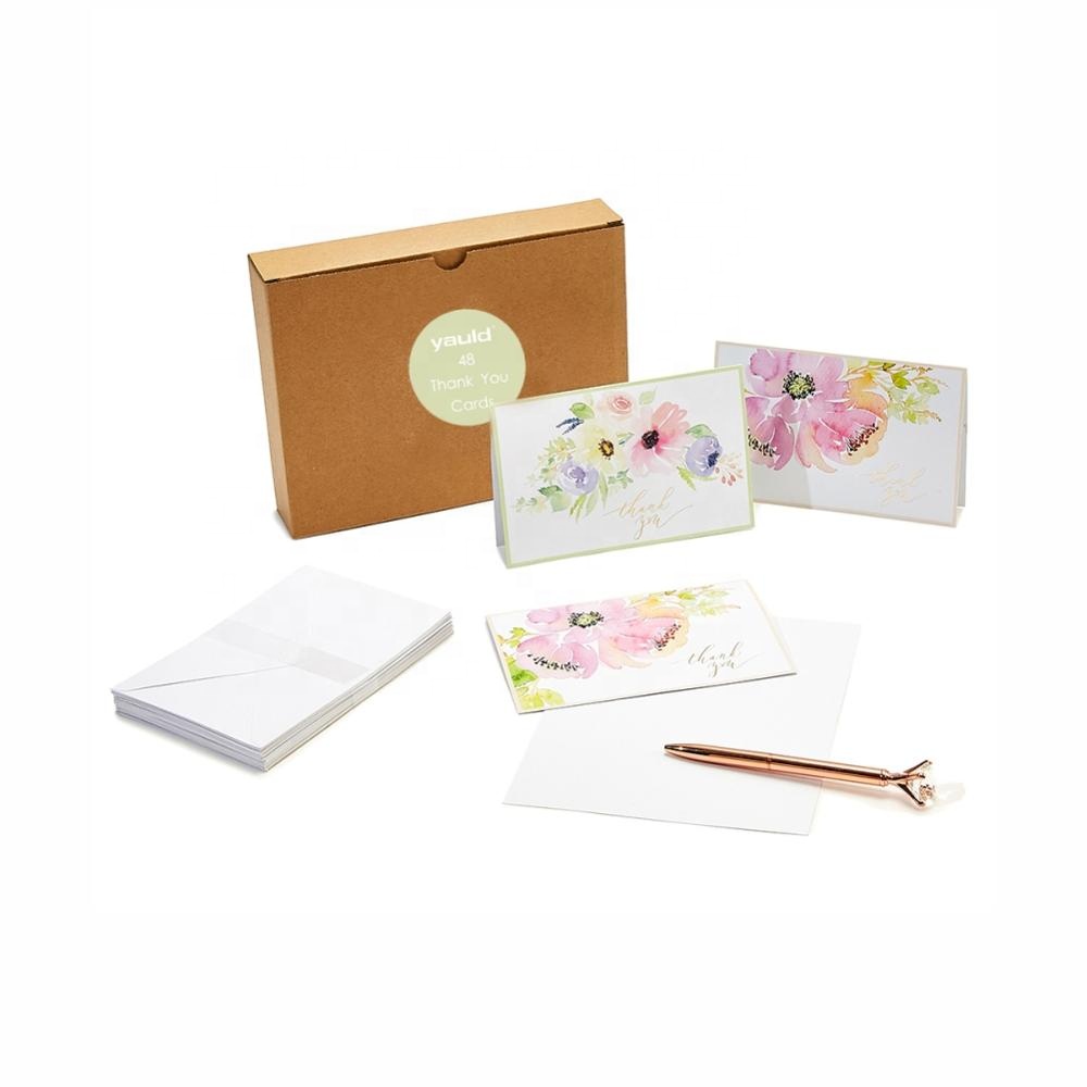 48 роскошный обычай печать цветок золотой фольги из текстурированной ткани благодарит вас карты для свадьбы и детского дня рождения