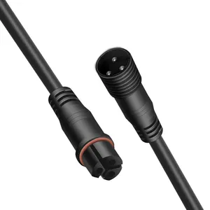 M10 male female barrel connector Mini cable with LED light 2 3 Core IP67 Waterproof DC5525 DC552 Plug Power cable