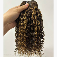 P4 27 Lot de mèches de cheveux humains bouclés Pixie couleur Highlight, Cheveux humains brésiliens Funmi Pixie Curly, Lots de mèches de cheveux humains naturels