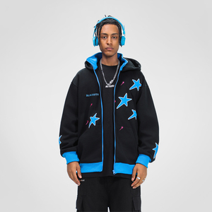 Wholesale Men's Winter Hoodies 100% Cotton Heavy Weight OEM Towel Embroidery Oversized Fit Zipper-Up - Product Image 2