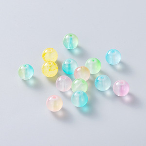 Perles de verre dégradées bicolores, perles rondes de 10mm, en vrac, pour la fabrication de bracelets, accessoires de bijoux DIY - Product Image 1