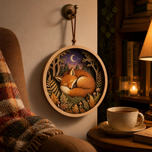 Custom 3D Shadow-Box Sleeping Fox Ornament, Multi-Layer Poplar Plywood, CPSC Compliant, DDP