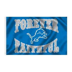 Высококачественные товары 3x5 футов 100% полиэстер спортивные баннеры пользовательские флаги Detroit Lions