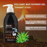 Gels douche nettoyants pour le corps blanchissants à la boue volcanique organique de 250ml avec marque privée