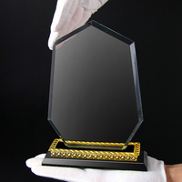 16*25cm Transparent Crystal Plaque Award Collection Cadeau Souvenir avec Base Dorée Clair Promotionnel Blanc Crystal Plaque Award