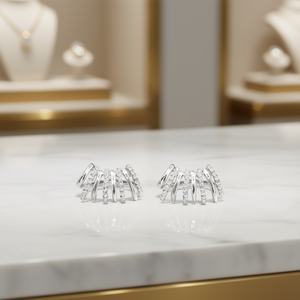 Boucles d'oreilles tendance plaquées or blanc avec cristaux de strass, design géométrique pour femmes, bijoux de fête, accessoire de mode - Product Image 2