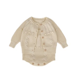Conjunto de suéter de viscosa de color liso <span class=keywords><strong>para</strong></span> bebés, hecho <span class=keywords><strong>a</strong></span> mano, con romper de punto de burbujas y <span class=keywords><strong>abrigo</strong></span>, conjunto de dos piezas <span class=keywords><strong>para</strong></span> otoño - Product Image 5