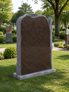 Rustic <b>Tree</b> Design Headstone With Leaf Motif For Cemetery Use - Product Image 5