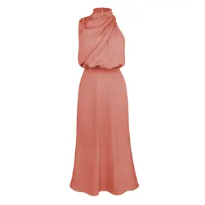 Spring & Summer Hot Selling New High Grade Satin Sleeveless Dress Fashion Elegant Celebrity Light Evening Gift Stain Dress