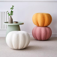 Pouf rond décoratif moderne en tissu, ottoman, pouf citrouille, pouf sac de rangement pour salon, hôtel et bureau