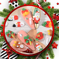 6pcs Populaire 3D Alliage Métal Acrylique De Noël Nail Art À La Main Conception Charme Elk Ongles De Noël 5D Nail Art Charme