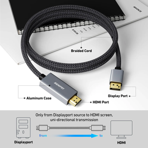 Cable <span class=keywords><strong>BENFEI</strong></span> 4K a HDMI [Carcasa de Aluminio, Trenzado de Nailon], Cable Unidireccional DP 1.2 de Computadora a HDMI 1.4 para Pantalla - Product Image 4