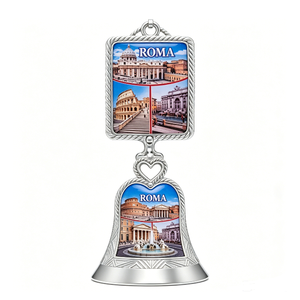 Campana de Recuerdo de Roma con Impresión Digital de Lugares Religiosos, Artesanía Metálica Plateada - Product Image 4