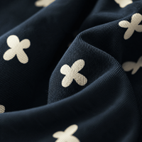 Tissu en soie de mûrier 100% pure, georgette-velours, jacquard papillon-fleur, bleu marine foncé, largeur 140 cm, velours de soie de luxe