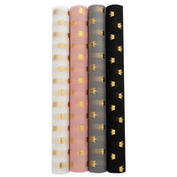 Papier d'emballage pour bouquet de roses en gaze estampé à chaud, imperméable, enduit de PE double face, pour anniversaire, mariage, fête des mères