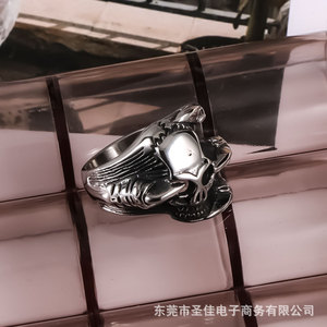 Skull <b>Titanium</b> Steel <b>Ring</b> For Men Punk Skeleton Design SA446 Gift Jewelry - Product Image 3