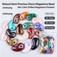 Perle Magatama en pierre semi-précieuse naturelle, 30 mm, perle Magatama en cristal percée pour la fabrication de bijoux, ornement de guérison des chakras, cadeau