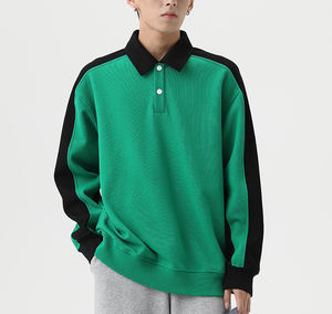 Wholesale Men's Hip Hop <b>Colour</b> <b>Block</b> Hoodies & Sweatshirts with Embroidery Custom Logo Turndown Collar for Autumn Season - Product Image 3