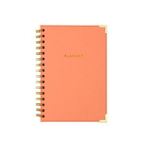 A5 Notebook Custom PU Leather Stitched Cover Gold Spiral Binder Planner Hardcover Twin-wiro Journals for School and Office