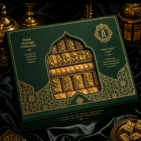 Boîte Cadeau de Luxe Personnalisée pour Baklava avec Fenêtre, Emballage Premium Héritage Royal du Moyen-Orient, Dorure à la Feuille d'Or