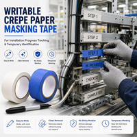 Cinta de Papel Crepé Acrílica para Etiquetado de Cables Industriales, Marcado de Equipos, Identificación de Inventario, Temporal