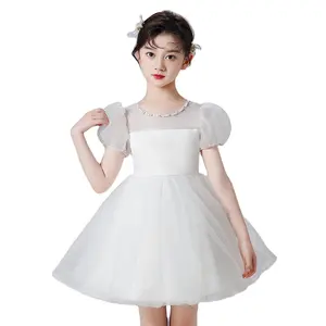 Populaire blanc fleur fille princesse robe de soirée modèle brise fille robes robes de soirée pour les filles de 8 ans