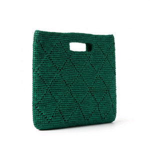 <b>Green</b> Woven raffia Clutch Bag Handheld <b>Purse</b> Textured Shoulder clutch for Daily Party Travel - Product Image 2