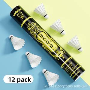 Wavaw 반격 No. 1 전문 배드민턴 셔틀콕 12 팩 야외 용 저항 킹 거위 깃털 방풍 - Product Image 6
