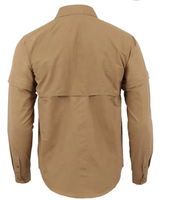 Kemeja Mancing Lengan Panjang Berkerah Kancing Depan Logo Kustom, Kemeja Outdoor Hiking Lengan Panjang Anti UV
