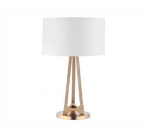 Nouvelle lampe de bureau de luxe en fer finition laiton mat, grande taille, avec abat-jour en tissu blanc pour l'éclairage intérieur des hôtels - Product Image 1
