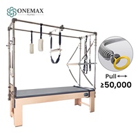 Table de Pilates Cadillac Trapeze Multifonction Réglable ONEMAX en Bois d'Érable et Acier Inoxydable – Compacte pour Studio de Fitness