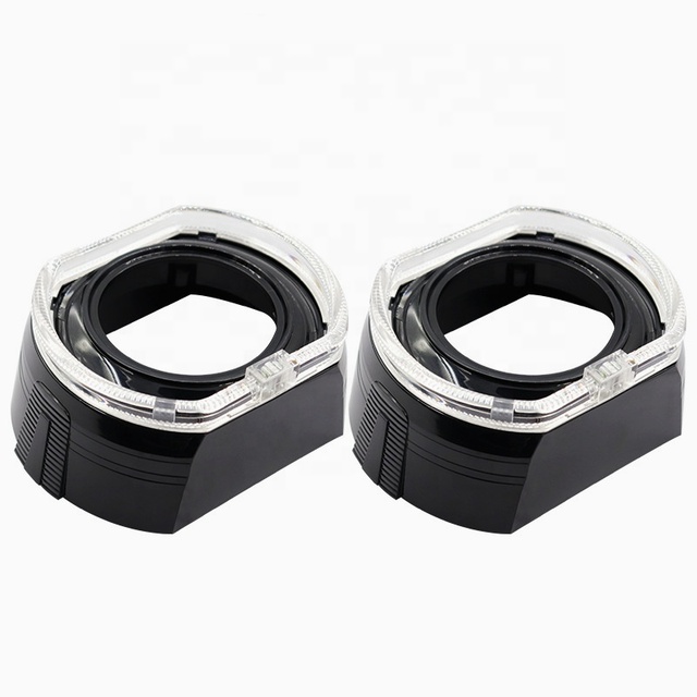 HYML HID Projector Lens Black Shrouds 2.5inch With Led Angel Eyes White DRL for X5 Headlamp Retrofit Upgrade X5-R Shrouds