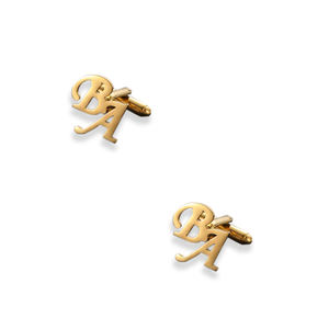 Gemelli fatinga in acciaio inox con oro 18K per matrimonio regalo di fidanzamento o anniversario nome gemelli personalizzati - Product Image 3