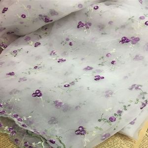 2025 nouveau Design violet fleur de cerisier brodé dentelle broderie <span class=keywords><strong>tissu</strong></span> Organza <span class=keywords><strong>tissu</strong></span> pour vêtements pour enfants - Product Image 4