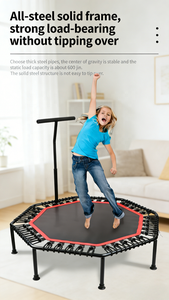 Équipement de gym à domicile CE, trampoline de fitness, trampoline hexagonal silencieux de 45 pouces, lit de saut pour exercices cardio en intérieur/extérieur - Product Image 4