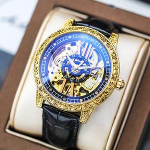 Simple Numéro 6 Et Numéro 12 24 Heures Gravé Fleurs Cas 360 Squelette No Tourbillon Montre Automatique AOKULASIC - Product Image 2