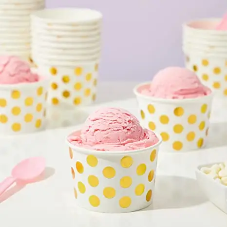 Tienda de helados, gran oferta, venta al por mayor, logotipo personalizado, 4oz, 5oz, 10oz, vaso de papel, vaso de papel de helado de una sola pared, yogur congelado
