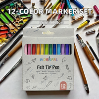 Logo personnalisé de haute qualité 12 couleurs feutre stylo Art marqueurs ensemble pour l'écriture sur papier
