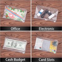 Pochette de protection transparente en plastique souple PP A5 A6 A4 à 6 trous avec fermeture éclair pour documents, crayons, cahiers et espèces