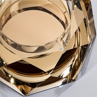 Cendrier en verre cristal contemporain, transparent, sans fumée, design moderne et luxueux, facile à nettoyer, marque Richer, logo personnalisé pour la maison