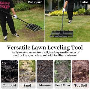 Poignée en T Longueur Réglable Jardin Jardin Terrain de Golf Pâturage Outil d'entretien de la pelouse Râteau de niveau de pelouse en acier inoxydable - Product Image 5