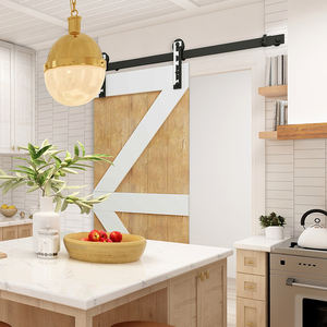 Porte en bois droite moderne Hange <span class=keywords><strong>Rail</strong></span> <span class=keywords><strong>Rail</strong></span> espace séparé rouleau intérieur porte de grange coulissante en bois - Product Image 2