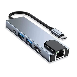 <span class=keywords><strong>Adaptador</strong></span> Hub <span class=keywords><strong>USB</strong></span> C 5 en 1 con <span class=keywords><strong>HDMI</strong></span> 4K, Ethernet de 1000 Mbps, <span class=keywords><strong>USB</strong></span> 3.0, <span class=keywords><strong>USB</strong></span> 2.0 y PD de 100 W, Dongle Multipuerto para MacBook, iPad y Laptop, Venta al Por Mayor - Product Image 1